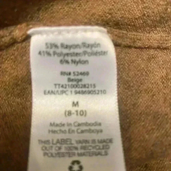 Time and Tru women’s Long sleeve open front cardigan in tan  size medium - Picture 8 of 9